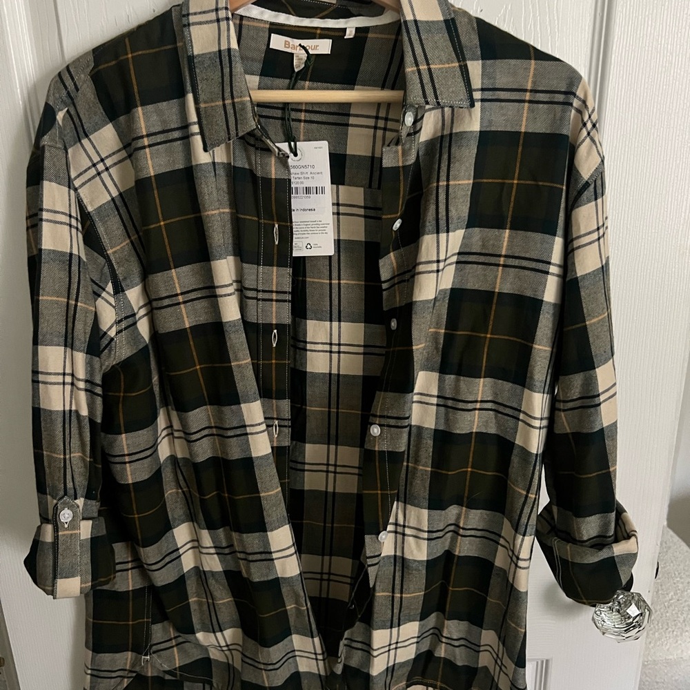 Barbour Black and Cream Plaid Shirt
